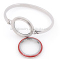 Pulsera de la pulsera del medallón del acero inoxidable del vidrio de la cara superior roja del esmalte flotante de la moda 30m m